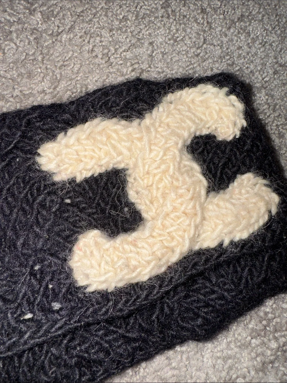 Black Knit CC clutch